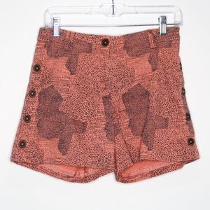 Cartonnier Anthropologie Womens Shorts Size 2 Pink Blue‎ Side Buttons Abstract